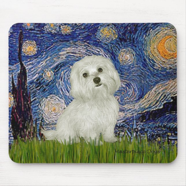 Maltese 11 - Starry Night Mouse Mat (Front)