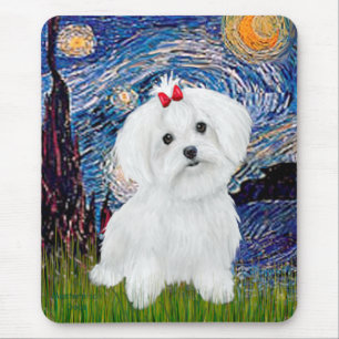 Maltese 8 pup - Starry Night Mouse Mat