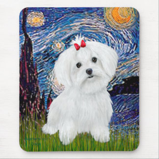 Maltese 8 pup - Starry Night Mouse Mat