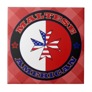Maltese American Cross Ensign Ceramic Tile