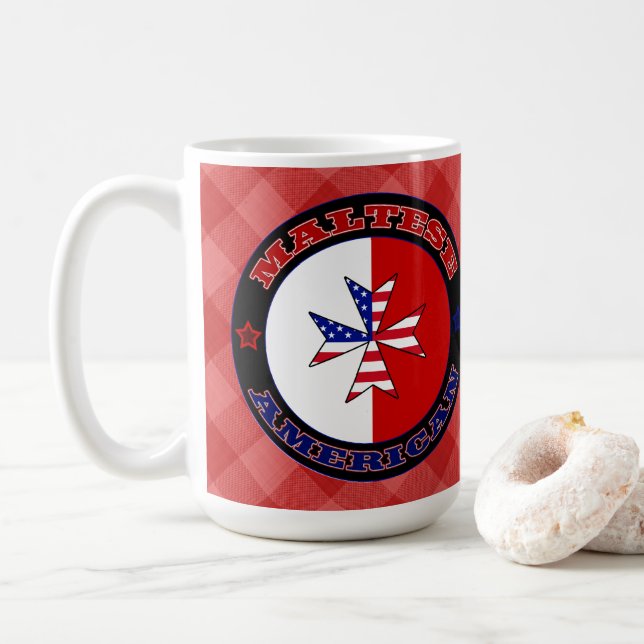 Maltese American Cross Ensign   Coffee Mug (With Donut)