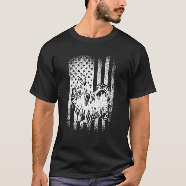 Maltese American Flag Dog Dad Dog Mum T-Shirt (Front)