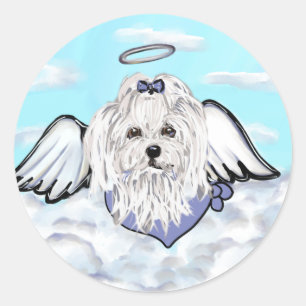 Maltese Angel Classic Round Sticker