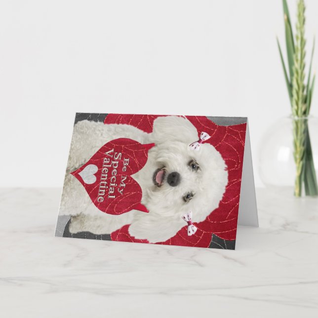 Maltese Be My Valentine Holiday Card (Front)