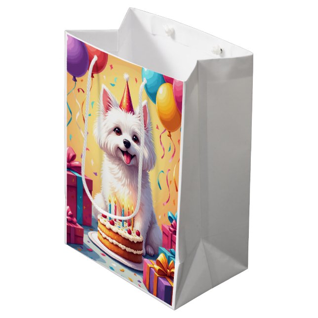Maltese Birthday Celebration Medium Gift Bag (Front Angled)