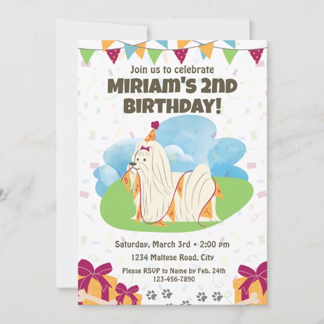 Maltese Birthday Invitation (Front)