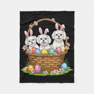 Maltese Bunny Easter Basket Egg Easter Day Womens Fleece Blanket