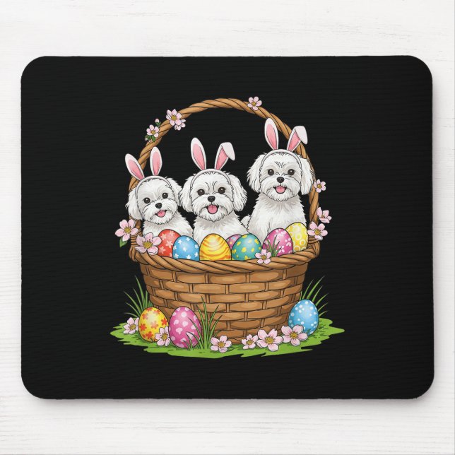 Maltese Bunny Easter Basket Egg Easter Day Womens  Mouse Mat (Front)