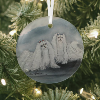 Maltese by Hevener Glass Tree Decoration