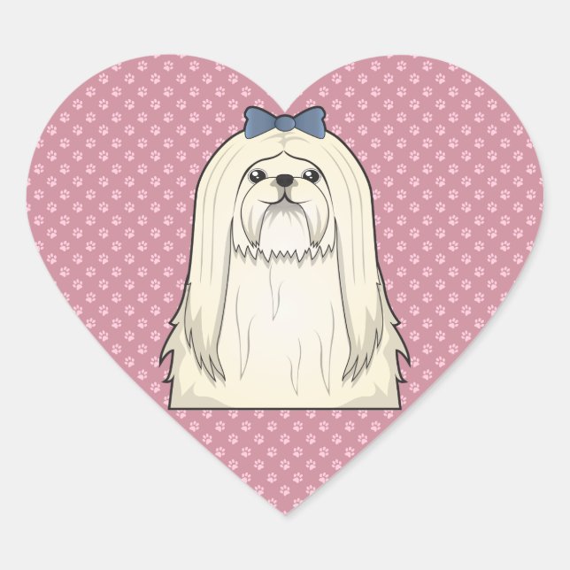Maltese Cartoon Heart Sticker (Front)
