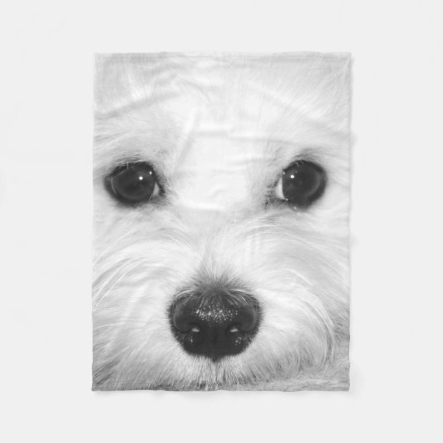 Maltese Charm Adorable Eyes and Nose Fleece Blanket (Front)