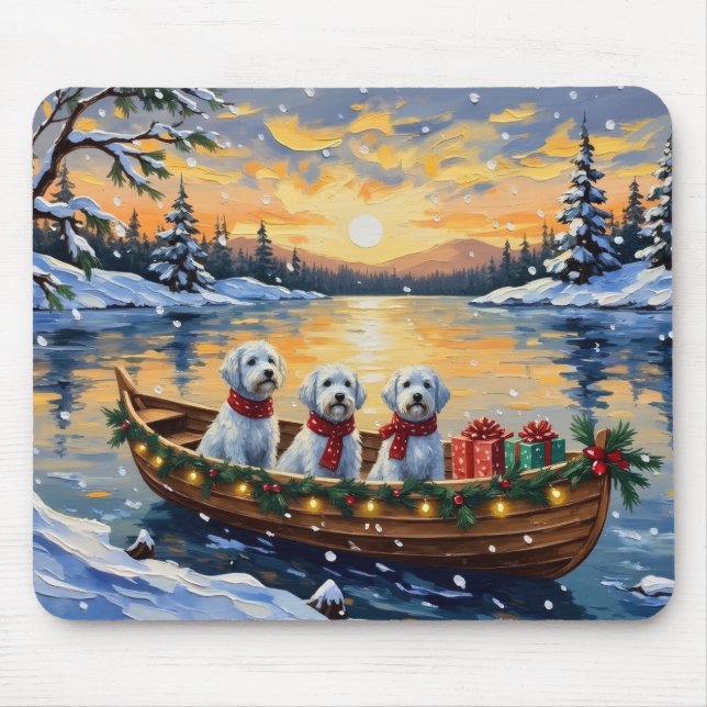 Maltese Christmas Boat Holiday Mouse Mat (Front)