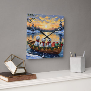 Maltese Christmas Boat Holiday Square Wall Clock
