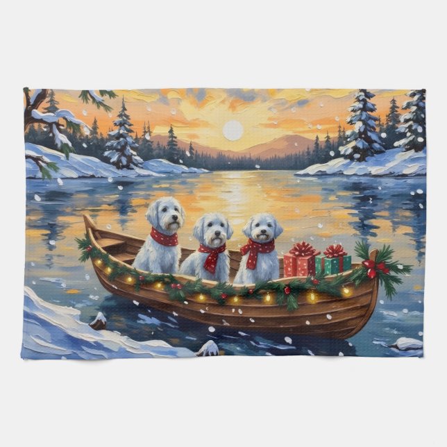Maltese Christmas Boat Holiday Tea Towel (Horizontal)