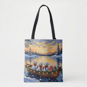 Maltese Christmas Boat Holiday Tote Bag