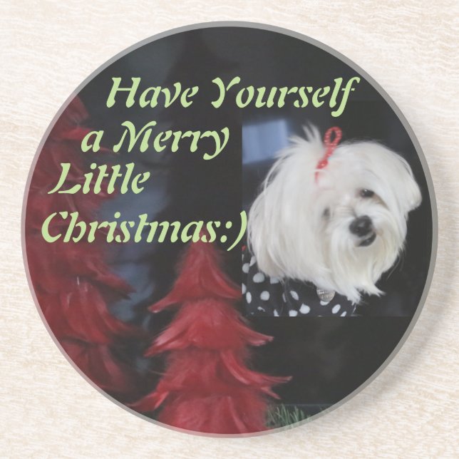 Maltese Christmas Coaster (Front)