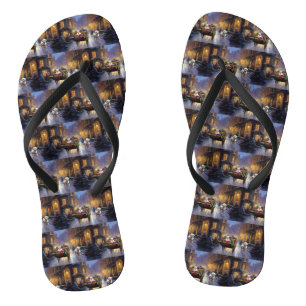 Maltese Christmas Festive Season Flip Flops