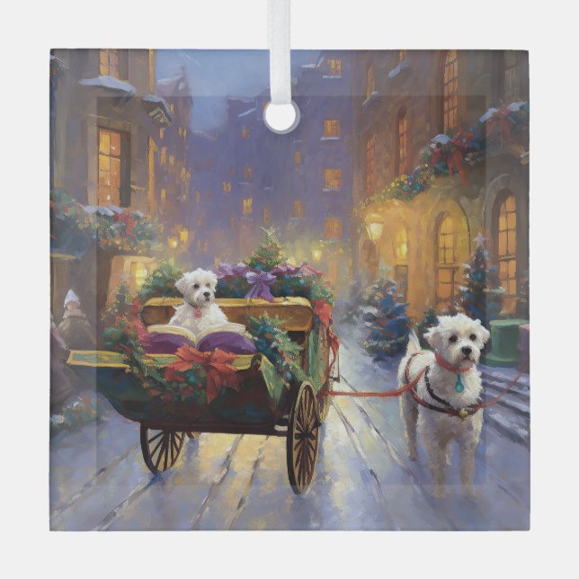 Maltese Christmas Festive Season Glass Tree Decoration (Front)