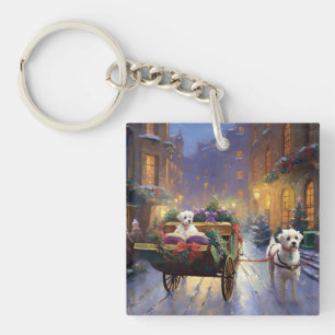 Maltese Christmas Festive Season Key Ring