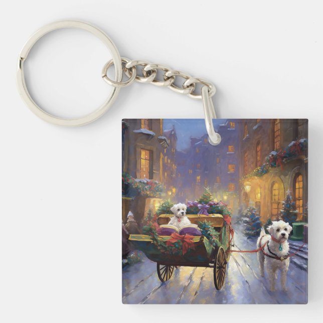 Maltese Christmas Festive Season Key Ring (Front)