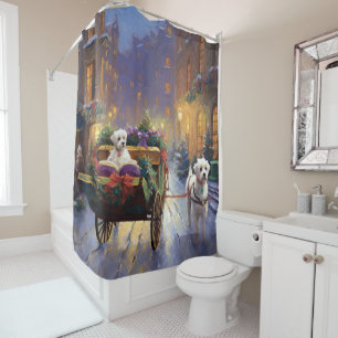 Maltese Christmas Festive Season Shower Curtain