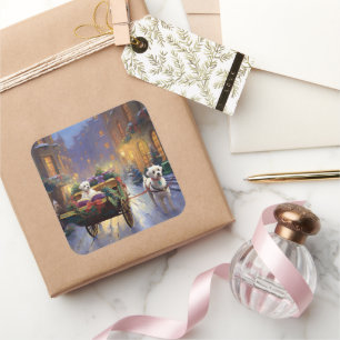 Maltese Christmas Festive Season Square Sticker