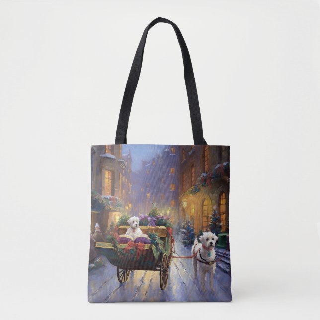 Maltese Christmas Festive Season Tote Bag (Front)