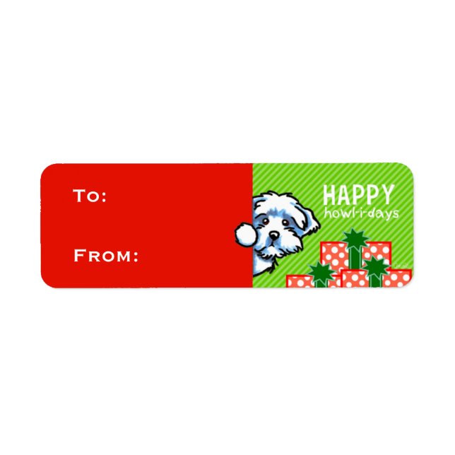 Maltese Christmas Gift Tags Red Green (Front)