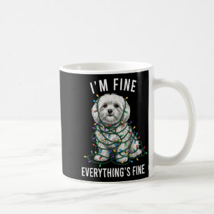Maltese Christmas I'm Fine Everything Is Fine Coffee Mug