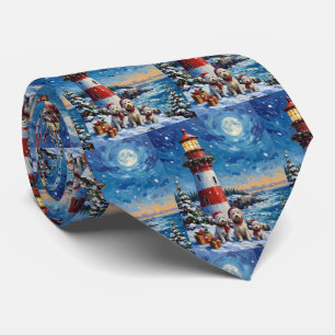 Maltese Christmas Lighthouse Holiday Tie