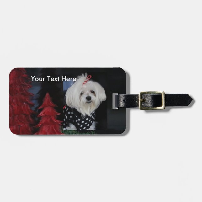 Maltese Christmas Luggage Tag (Front Horizontal)