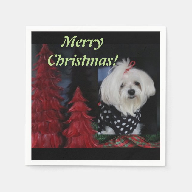 Maltese Christmas Napkin (Front)