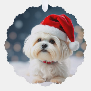 Maltese Christmas Ornament
