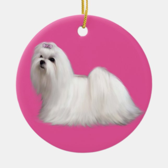 Maltese Christmas Ornament (Front)
