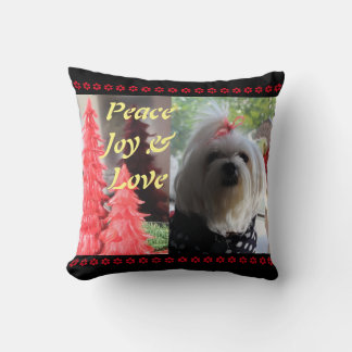 Maltese Christmas Red Cushion