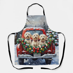 Maltese Christmas Red Truck Holiday Apron