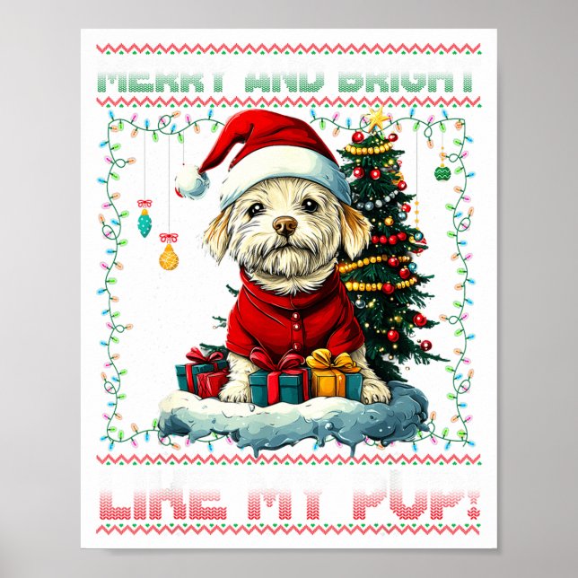 Maltese Christmas Tree Lights Decorations Dog Love (Front)