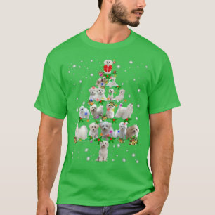 Maltese Christmas Tree Lights Funny Lover Dog Paja T-Shirt
