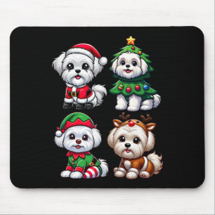 Maltese Christmas Tree Santa Elf Costume Dog 1 Mouse Mat