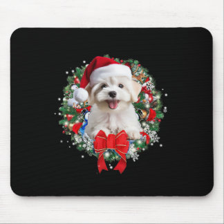 Maltese Christmas Wreath Decoration Xmas Pyjamas 1 Mouse Mat