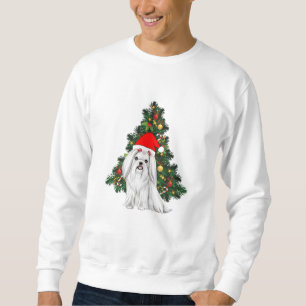 Maltese Christmas, Xmas Maltese Dog with Santa hat Sweatshirt