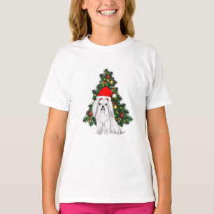 Maltese Christmas, Xmas Maltese Dog with Santa hat T-Shirt