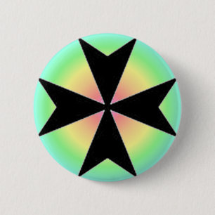 MALTESE CROSS 6 CM ROUND BADGE