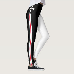 Maltese Cross Black & White Knights fashion /Malta Leggings