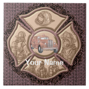 Maltese Cross Firefighter  custom Tile