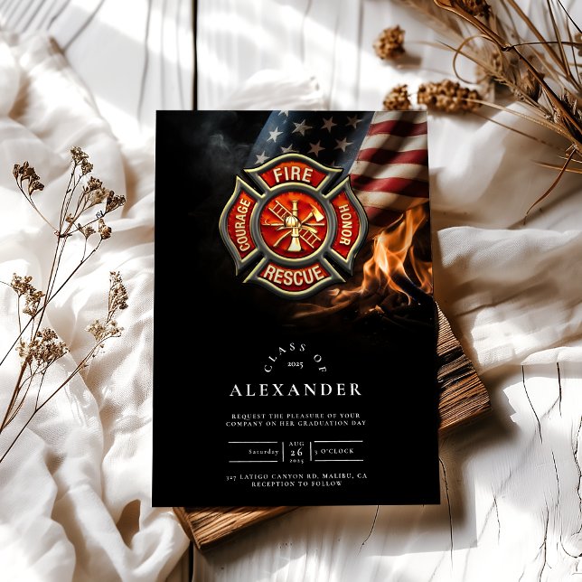 Maltese Cross Firefighter Graduation Invitation (Creator Uploaded)