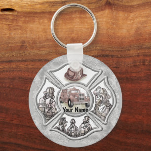 Maltese cross firefighter  key ring