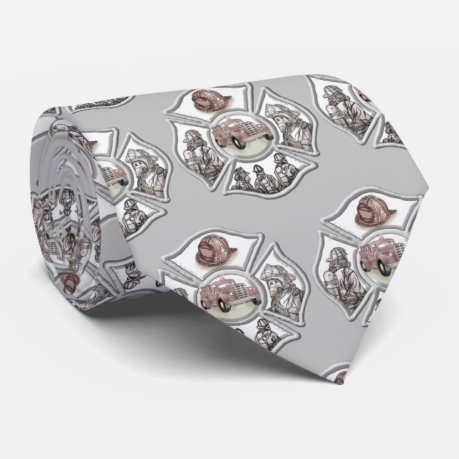 Maltese cross firefighter tie (Rolled)