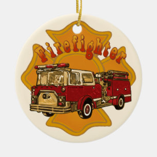 Maltese Cross Firetruck firefighter Ornament