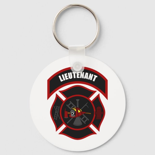 Maltese Cross - Lieutenant (Red Helmet) Key Ring (Front)